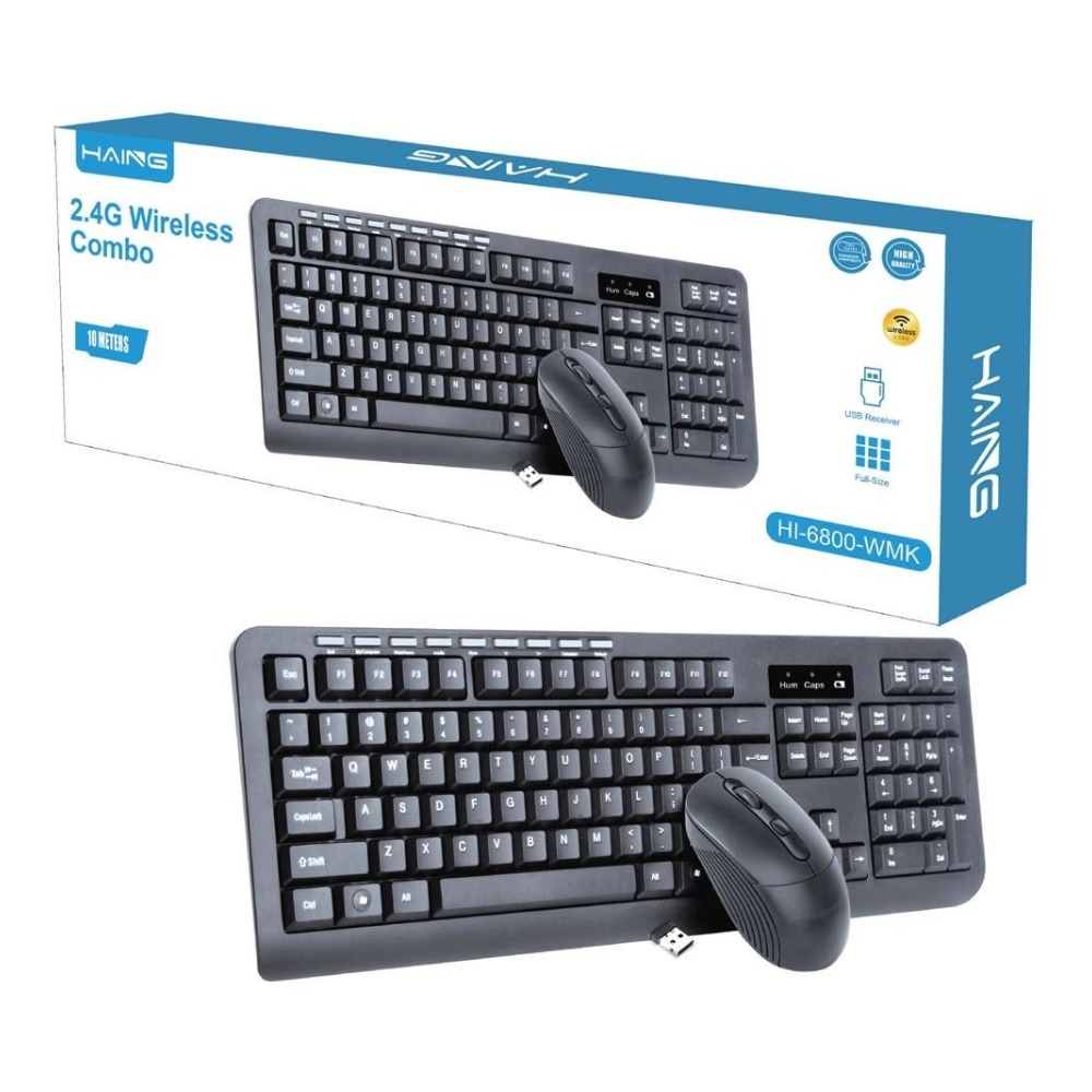 [GAE-0112] HAING 2.4G Wireless Combo, Wireless Keyboard Mouse, 2.4GHz, USB nano receiver, ~10m range