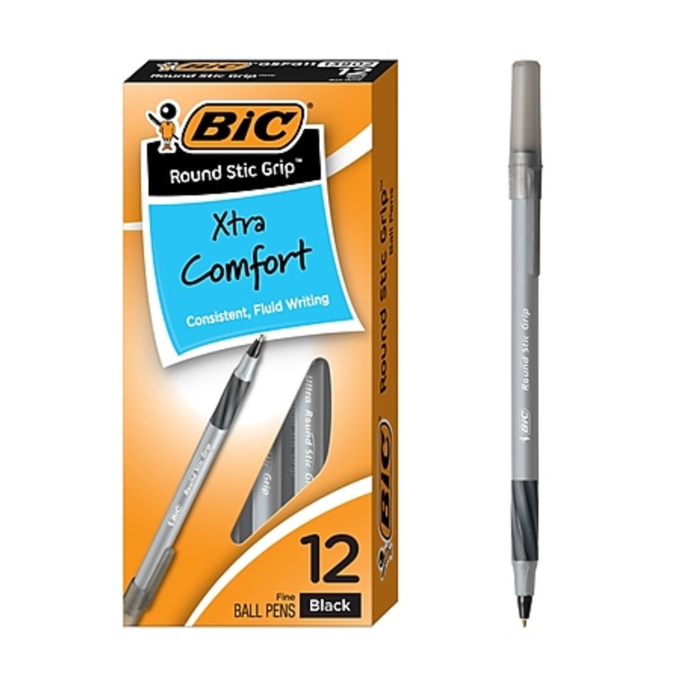 قلم جاف BIC Grip Round (قياسي, أحمر)