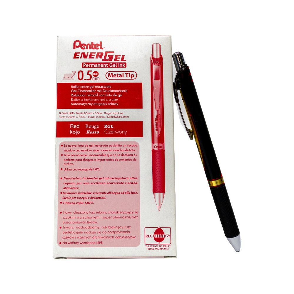 [ASN-0307] قلم جل Pentel EnerGel Permanent (0.5 mm, أحمر)