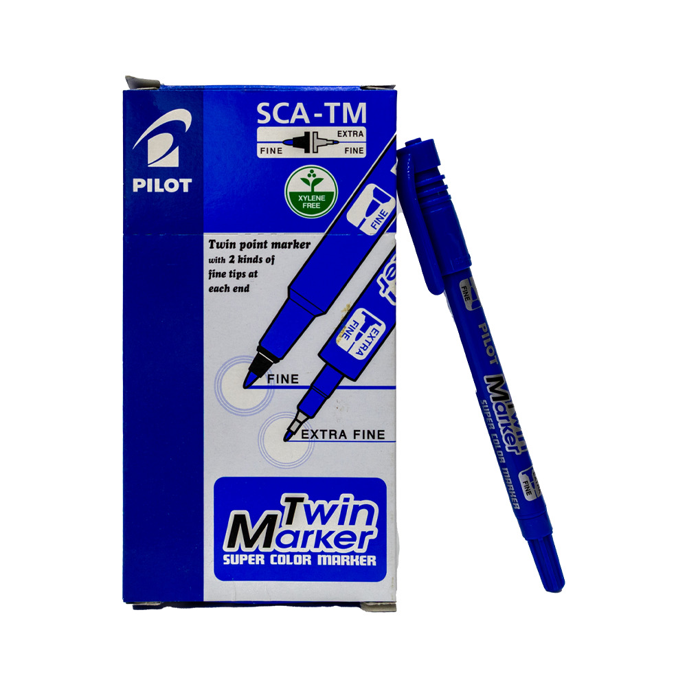 [ASN-0936] قلم ماركر ثابت Pilot Twin Marker (قياسي, أزرق)